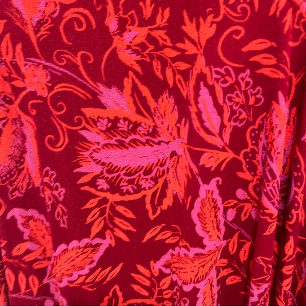 Free People Red and Pink Floral Blouse - Picture 2 of 9